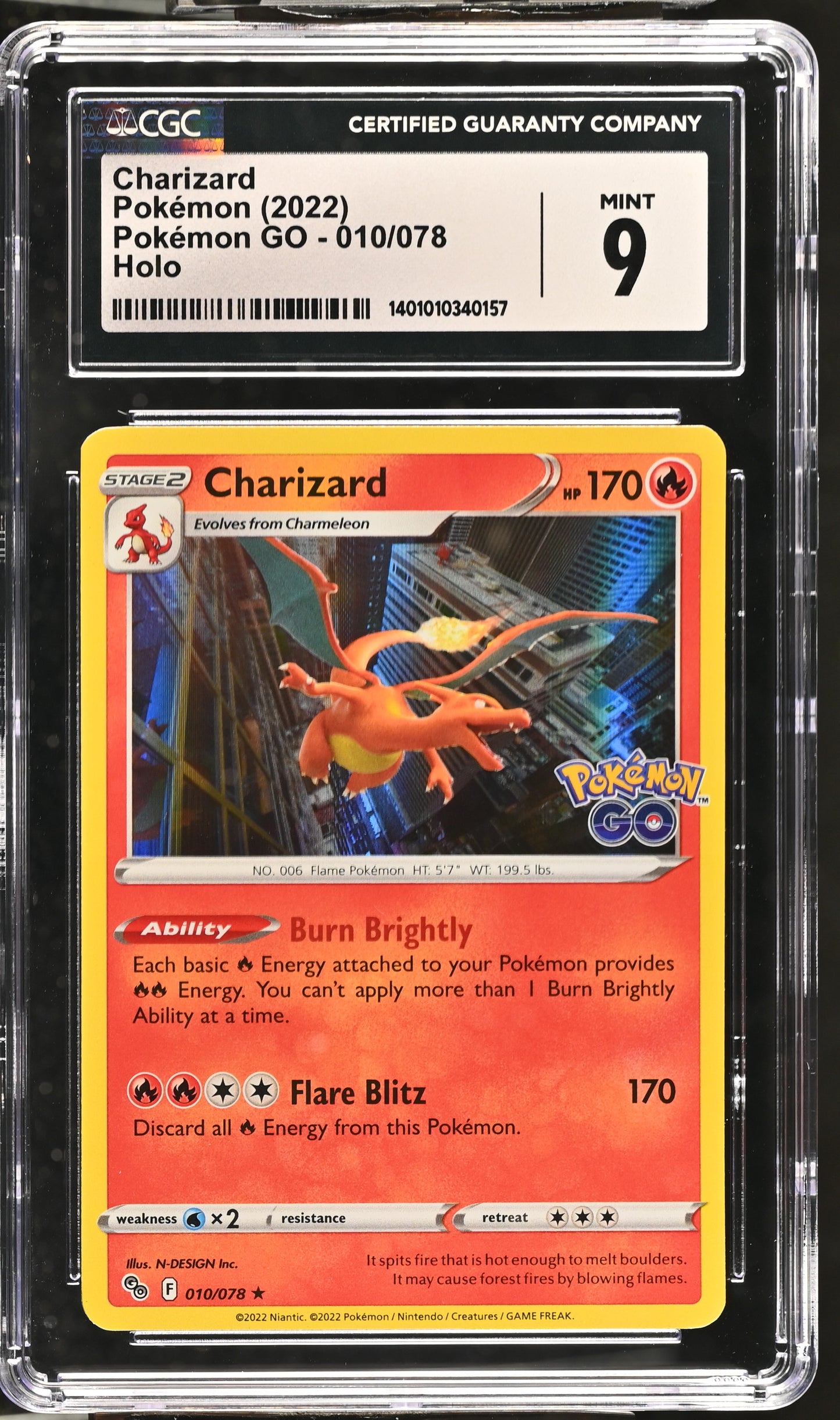 2022 Pok^mon GO #010/078 Charizard CGC 9