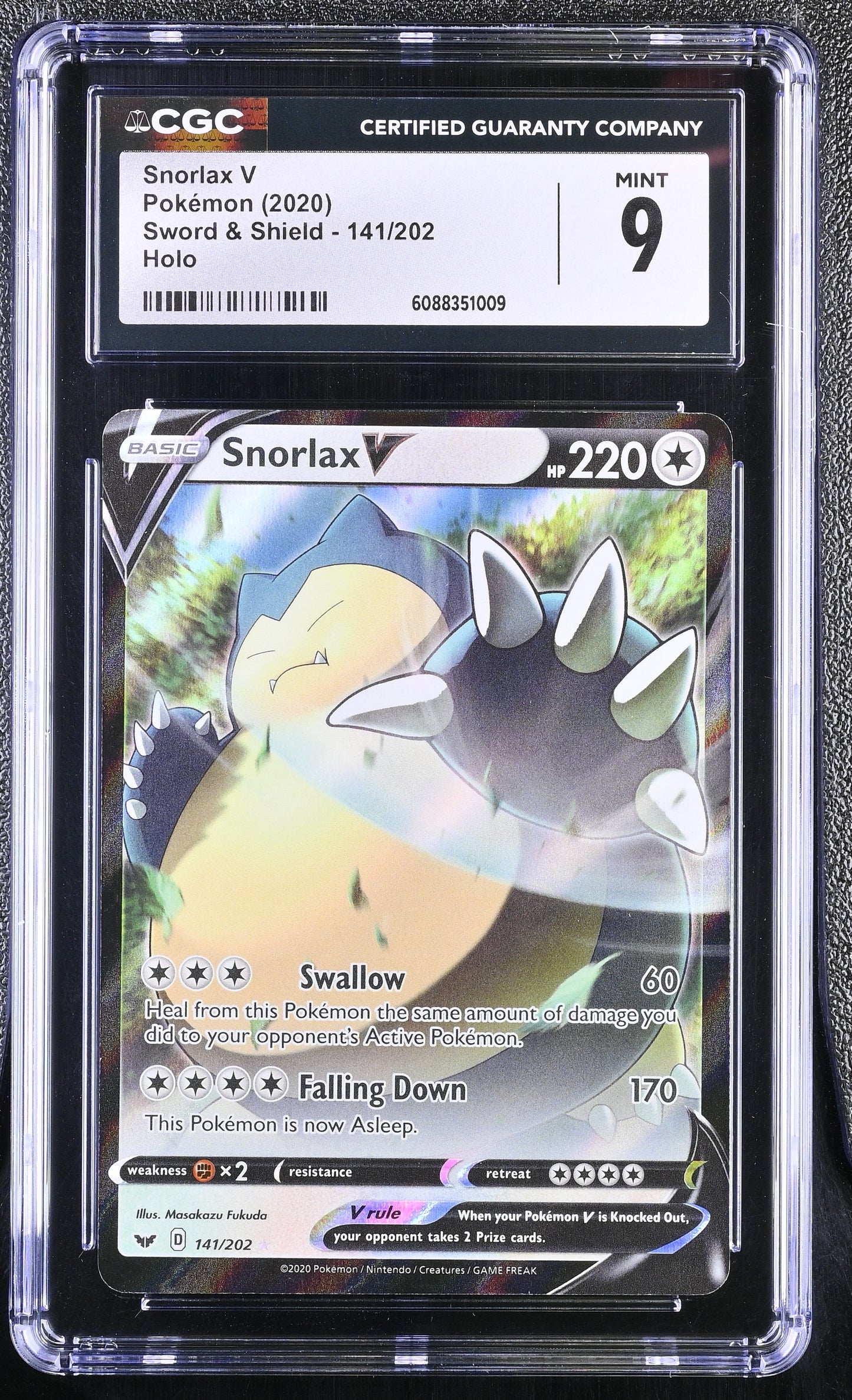2020 Sword & Shield #141/202 Snorlax V CGC 9