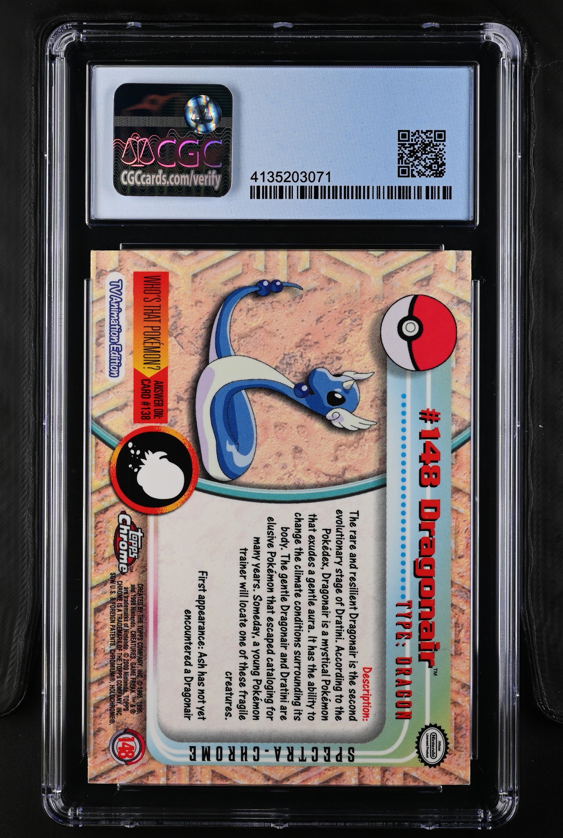 2000 Chrome Series 2 #148 Dragonair CGC 8