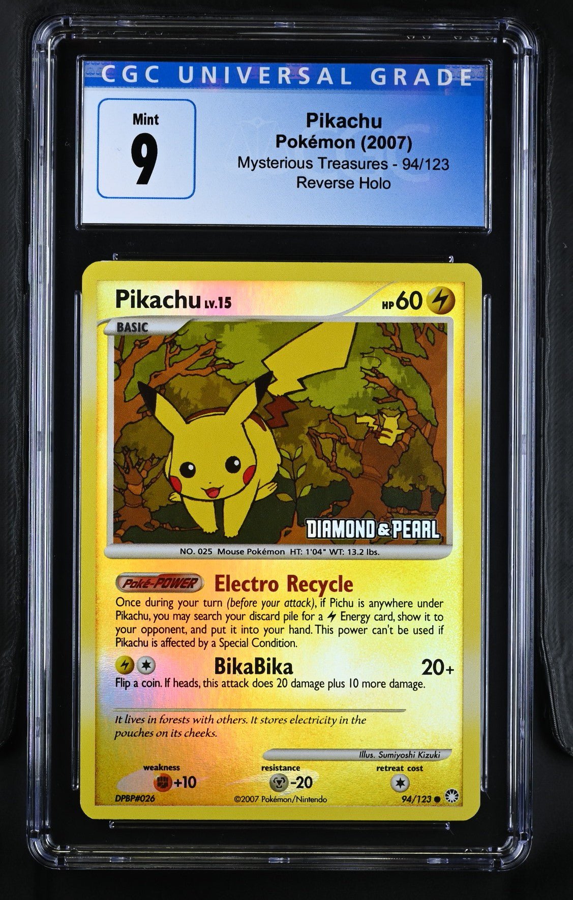 2007 Mysterious Treasures #94/123 Pikachu CGC 9