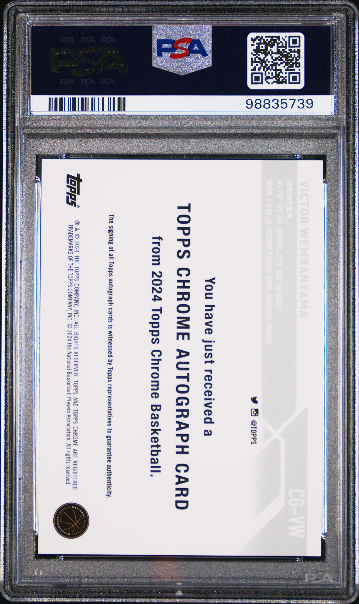 2023 Topps Chrome #CGVW Victor Wembanyama Auto-Purple Geometric PSA 9 98835739