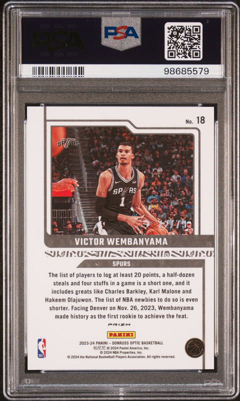 2023 Panini Donruss Optic #18 Victor Wembanyama Elite Dom Pink PSA 9 98685579