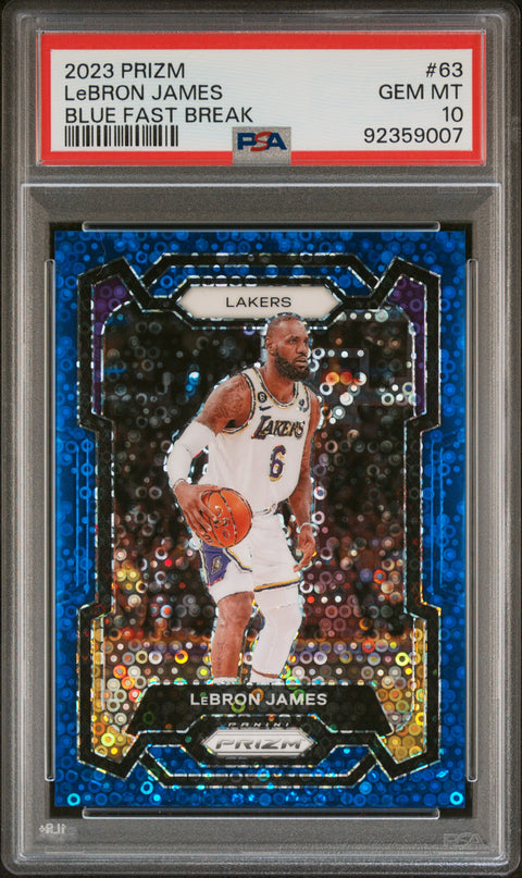 2023 Panini Prizm #63 Lebron James Blue Fast Break PSA 10 92359007