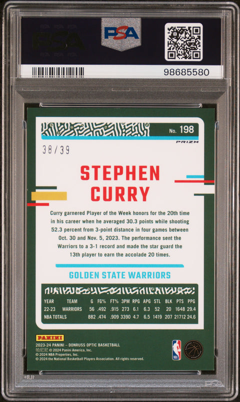 2023 Panini Donruss Optic #198 Stephen Curry Black Velocity PSA 8 98685580