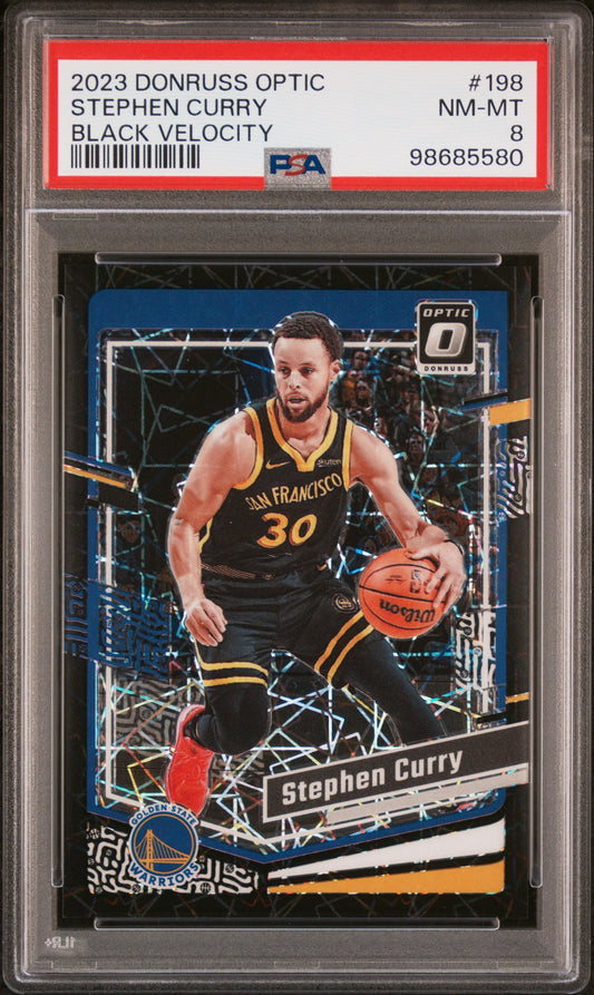 2023 Panini Donruss Optic #198 Stephen Curry Black Velocity PSA 8 98685580