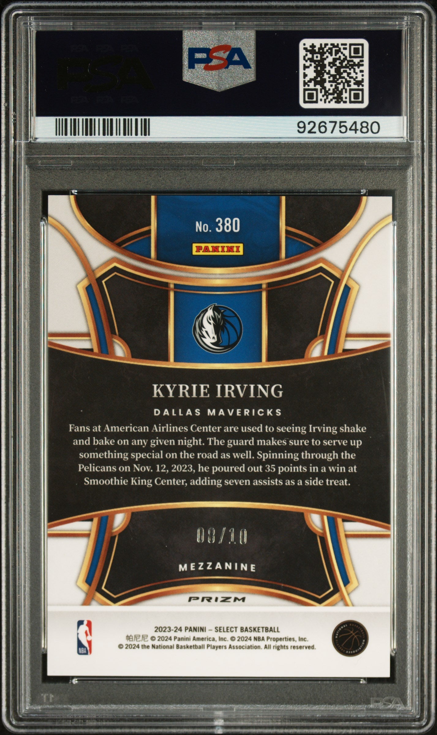 2023 Panini Select #380 Kyrie Irving Gold Cracked Ice PSA 10 92675480