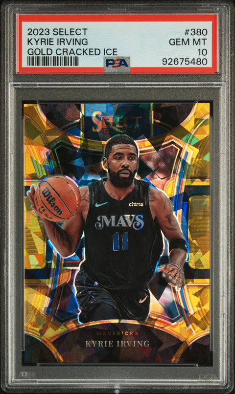 2023 Panini Select #380 Kyrie Irving Gold Cracked Ice PSA 10 92675480