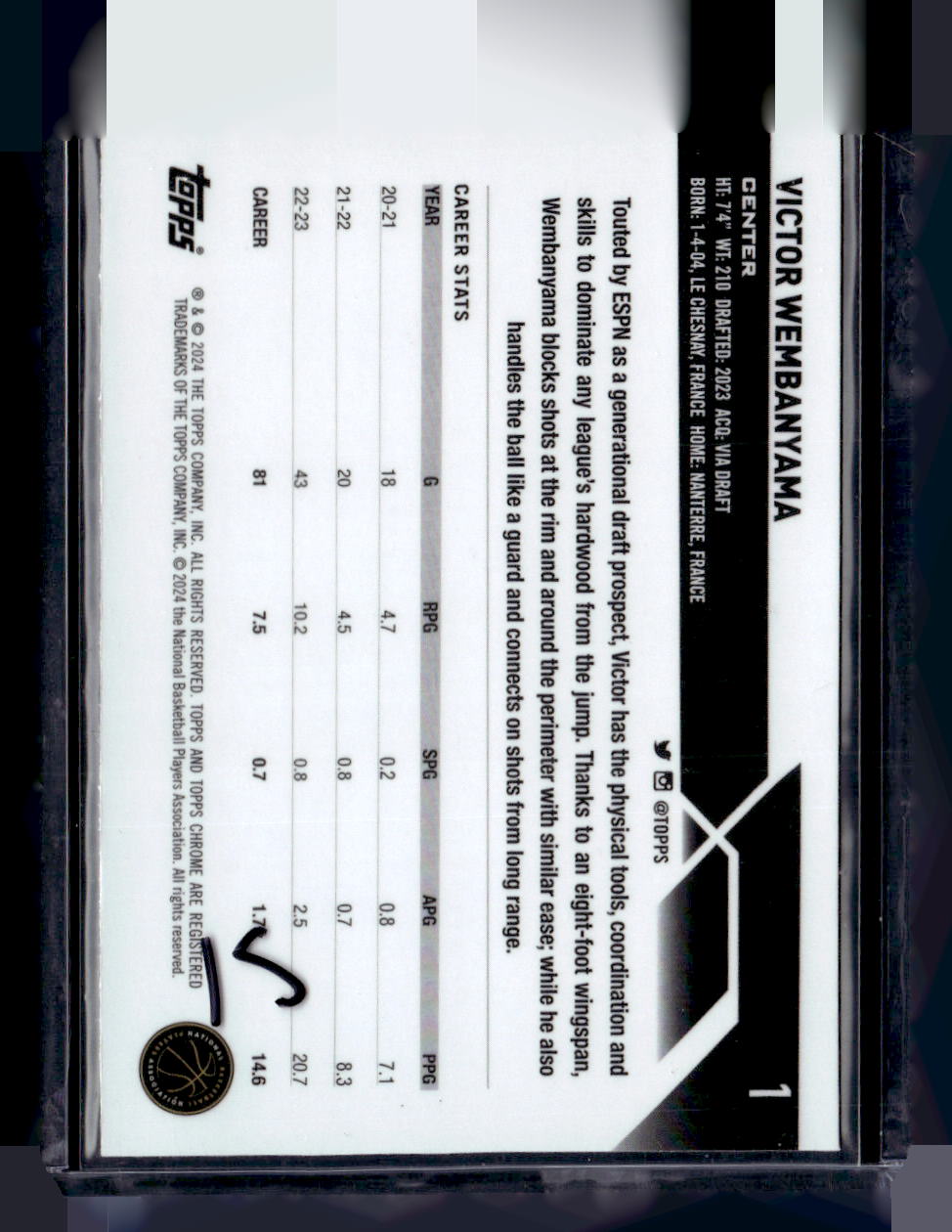 2023-24 Topps Chrome #1 Victor Wembanyama