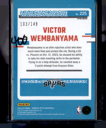 2023-24 Donruss Optic #225 Victor Wembanyama Lime Green #/149