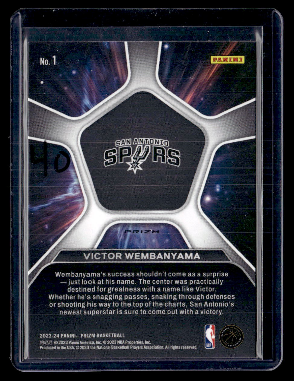 2023-24 Panini Prizm #1 Victor Wembanyama Deep Space Prizms Green