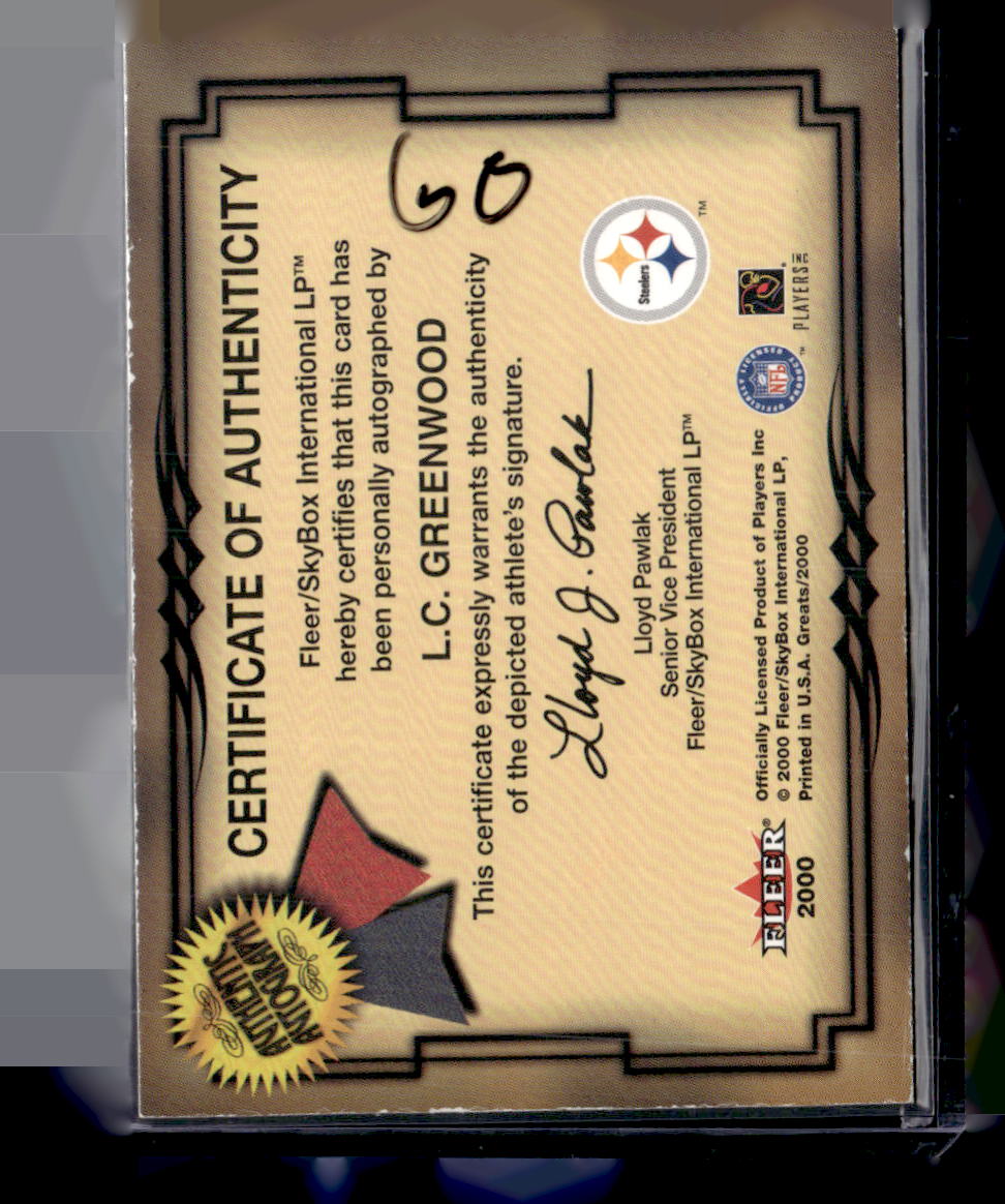 2000 Fleer Greats of the Game #4 L.C. Greenwood Autograph