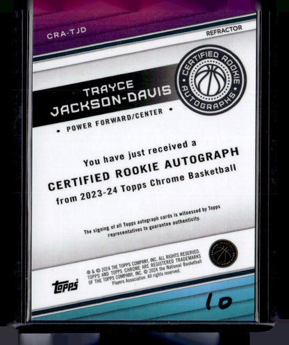 2023-24 Topps Chrome #CRA-TJD Trayce Jackson-Davis Certified Rookie Autographs