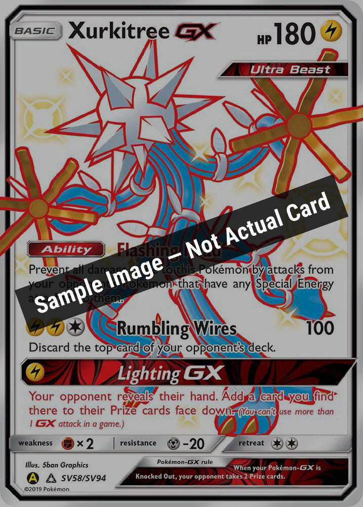 Pokemon,Hidden Fates: Shiny Vault,Xurkitree GX - SV58/SV94,Holofoil,Near Mint — Sample Image, Not Actual Card