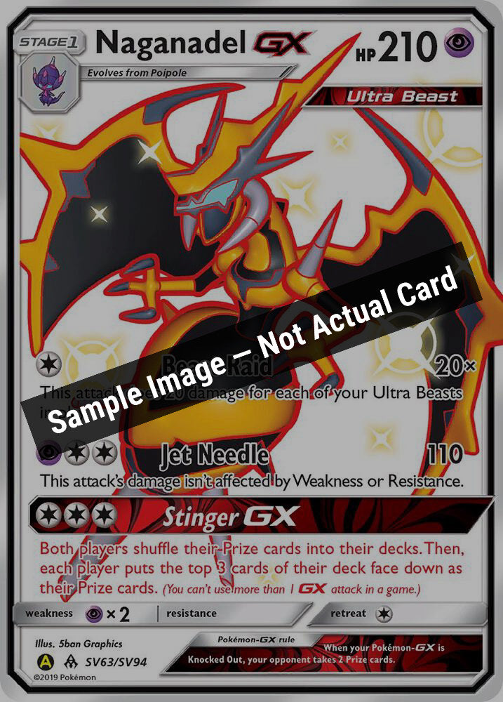 Pokemon,Hidden Fates: Shiny Vault,Naganadel GX - SV63/SV94,Holofoil,Near Mint — Sample Image, Not Actual Card