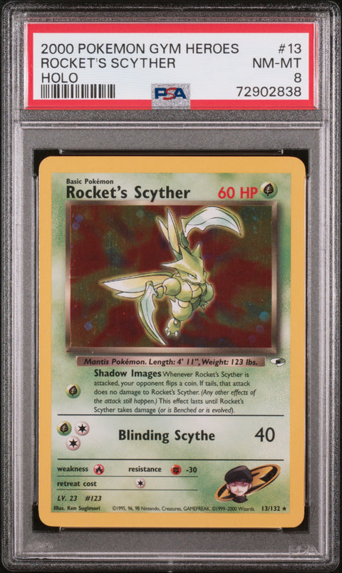 2000 Pokemon Gym Heroes #13 Rocket'S Scyther Holo PSA 8