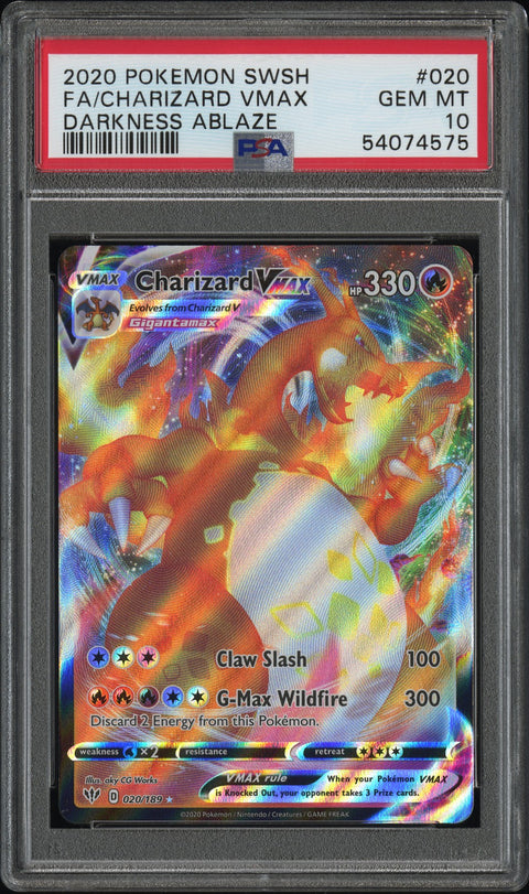 2020 Pokemon Sword & Shield Darkness Ablaze #020 Fa/Charizard Vmax Darkness Ablaze PSA 10