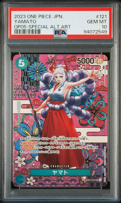 2023 ONE PIECE JAPANESE OP05-AWAKENING OF THE NEW ERA YAMATO #121 SPECIAL ALTERNATE ART PSA 10
