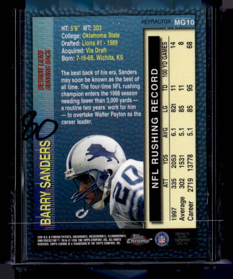 1998 Topps Chrome #MG10 Barry Sanders Measures of Greatness Refractors