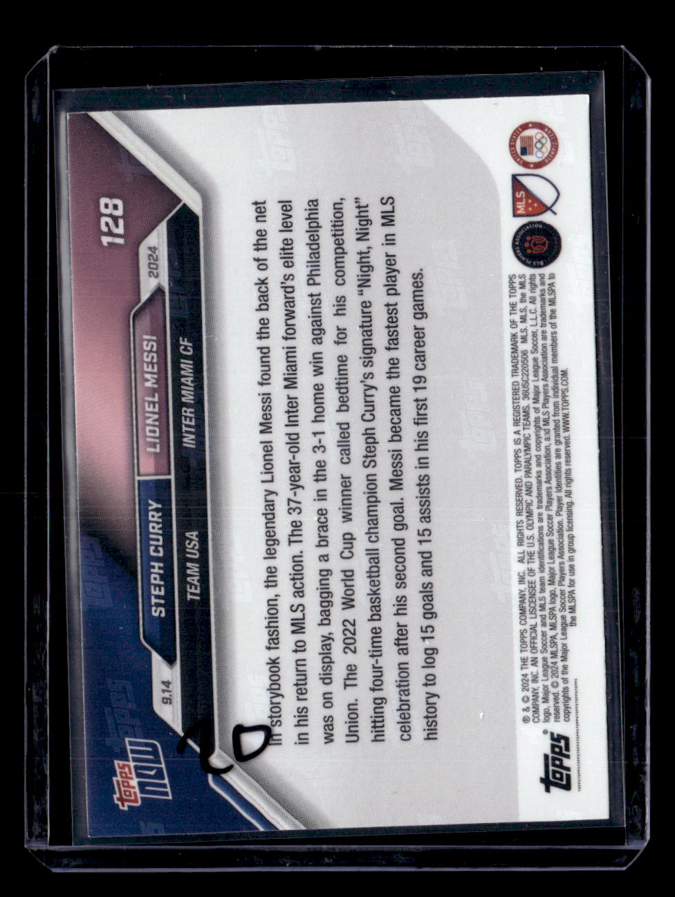 2024 Topps Now MLS #128 Steph Curry / Lionel Messi PR110182