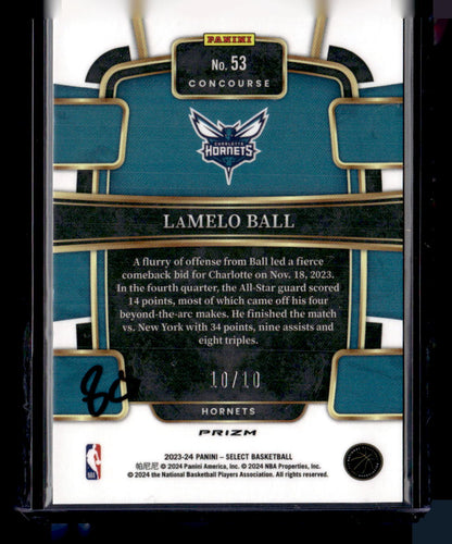 2023-24 Panini Select #53 LaMelo Ball Gold Prizms #/10