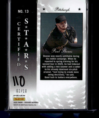 2025 Panini Crusade #13 Paul Skenes Certified Stars Gold #/10