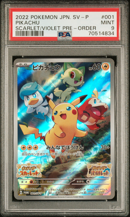 2022 Pokemon Japanese Sv Promo #001 Pikachu Scarlet/Violet Pre-Order PSA 9