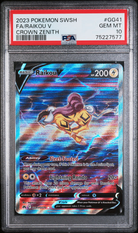2023 Pokemon Sword And Shield Crown Zenith #GG41 Fa/Raikou V Crown Zenith PSA 10