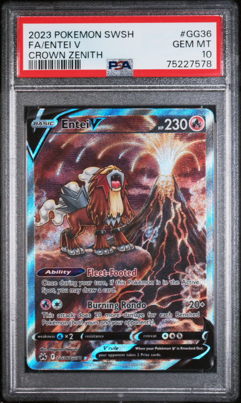 2023 Pokemon Sword And Shield Crown Zenith #GG36 Fa/Entei V Crown Zenith PSA 10