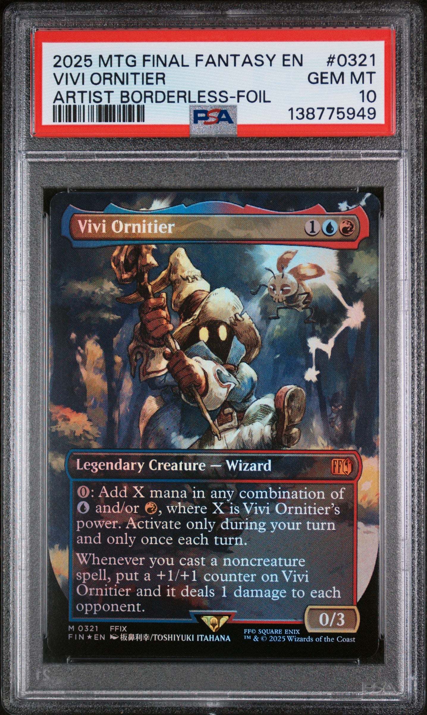 2025 Magic The Gathering Final Fantasy #0321 Vivi Ornitier Artist Borderless-Foil PSA 10
