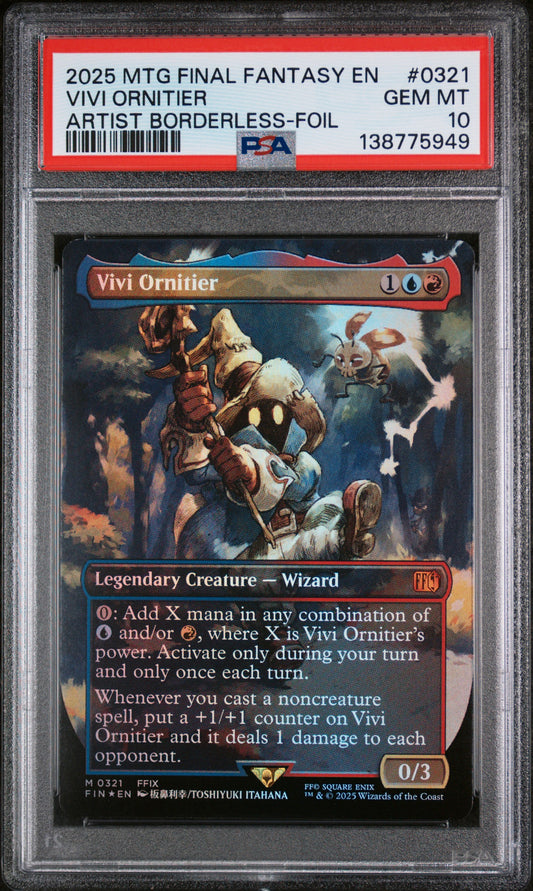 2025 Magic The Gathering Final Fantasy #0321 Vivi Ornitier Artist Borderless-Foil PSA 10