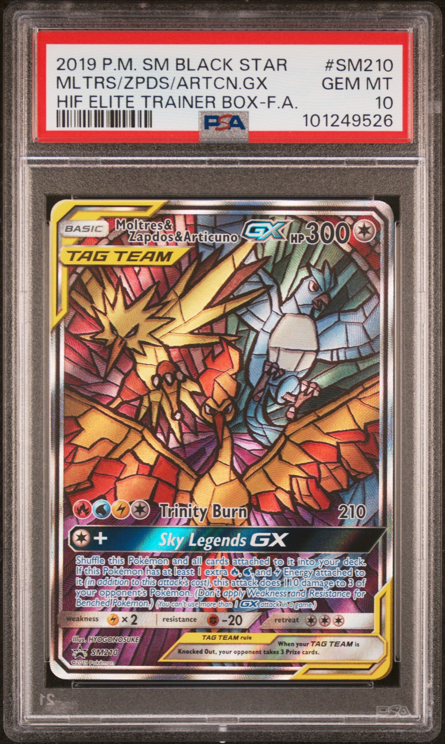2019 Pokemon Sm Black Star Promo #SM210 Mltrs/Zpds/Artcn.Gx Hif Elite Trainer Box-F.A. PSA 10