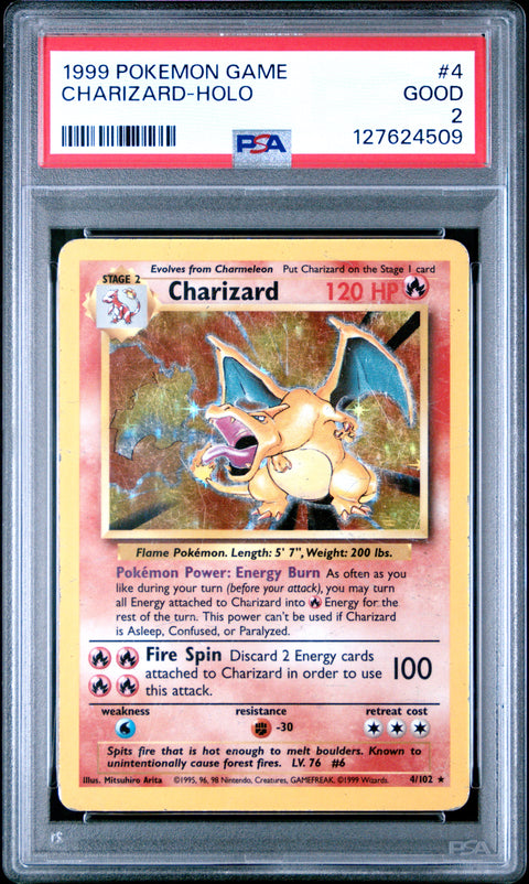 1999 Pokemon Game #4 Charizard-Holo PSA 2