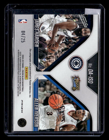 2024-25 Panini Prizm Black #DA-ISO Harden/Iverson Duel Mojo Auto /25