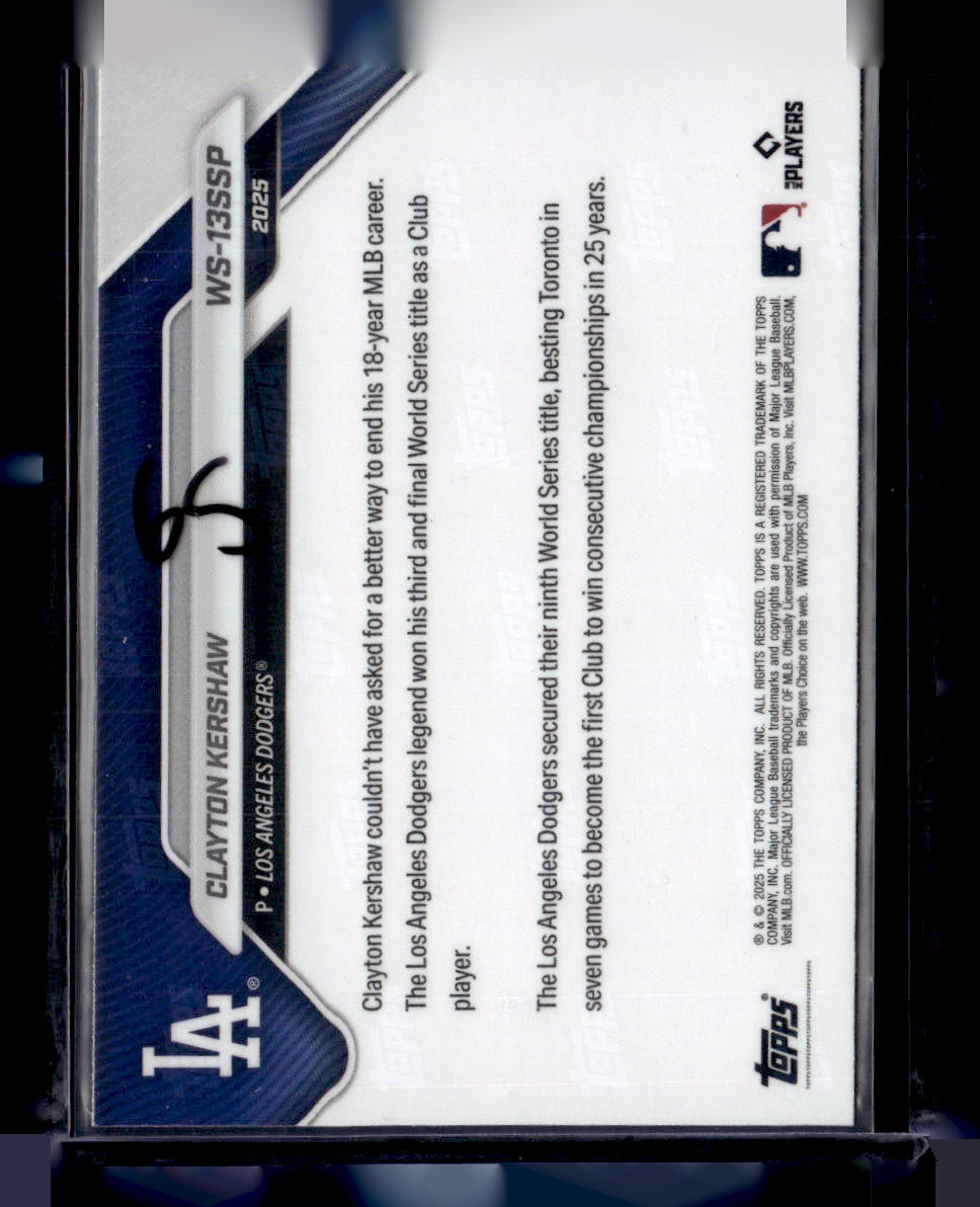 2025 Topps Now World Series Los Angeles Dodgers #WS-13SSP Clayton Kershaw
