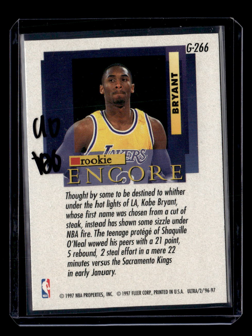 1996-97 Ultra #G-266 Kobe Bryant Gold Medallion