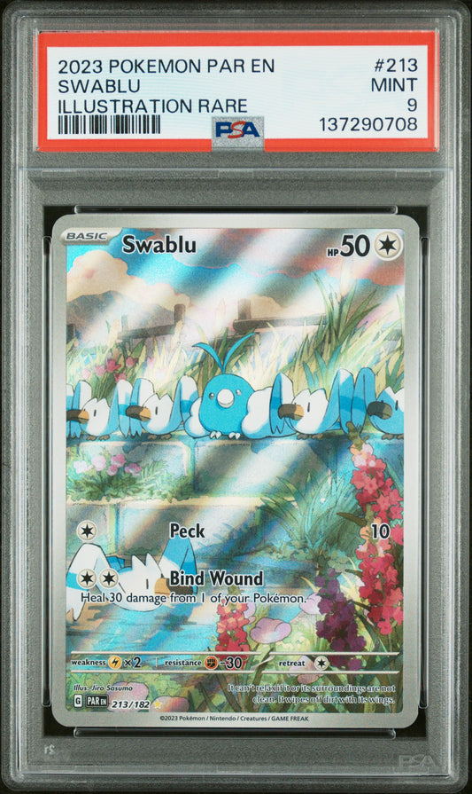 2023 Pokemon Par En-Paradox Rift #213 Swablu Illustration Rare PSA 9