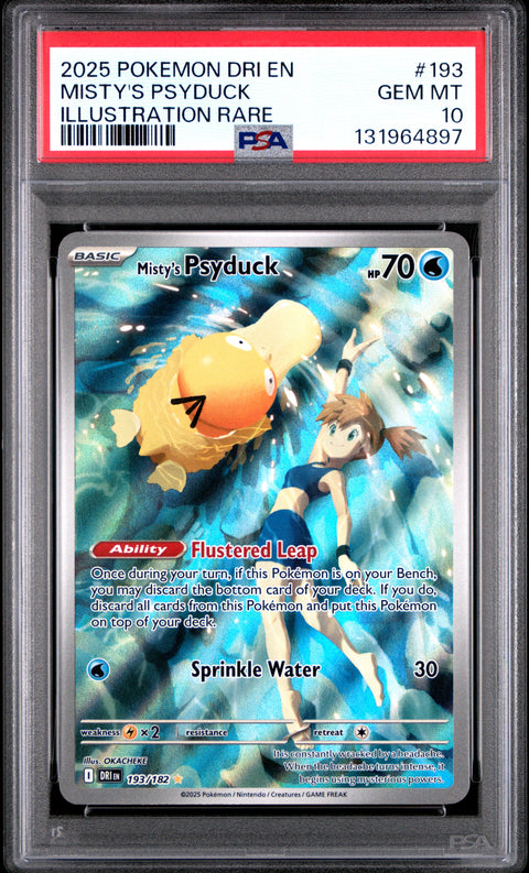 2025 Pokemon Dri En-Destined Rivals #193 Misty'S Psyduck Illustration Rare PSA 10