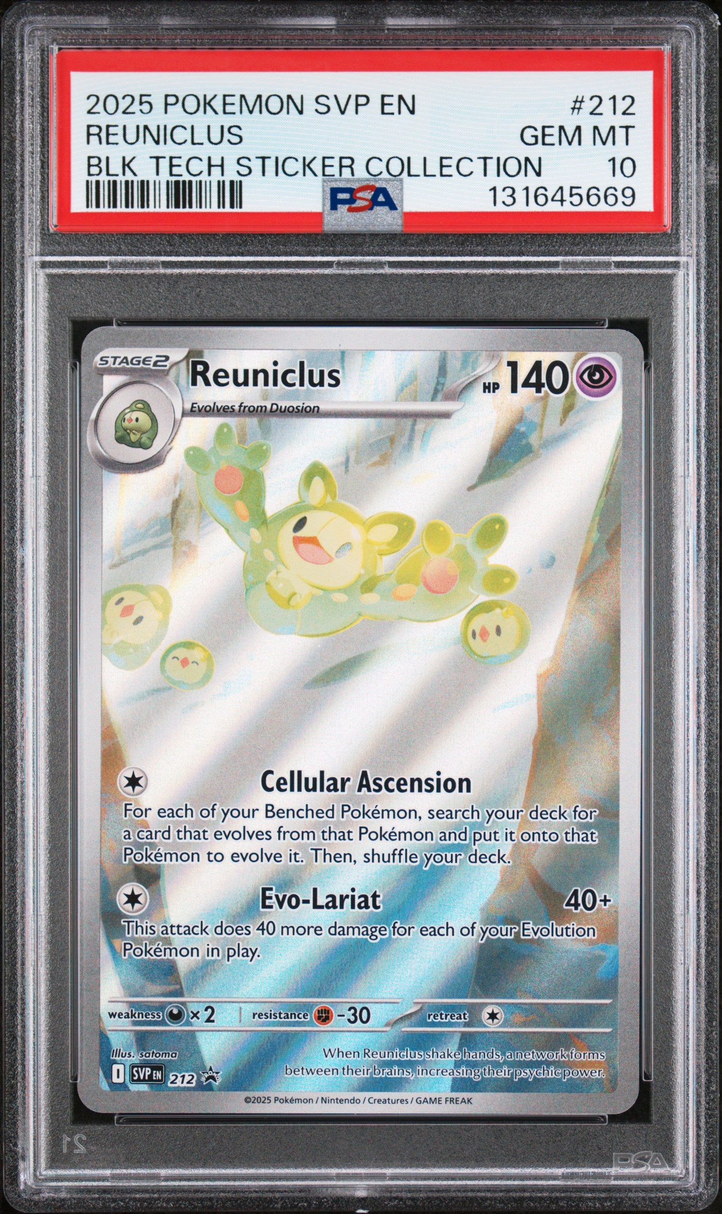 2025 Pokemon Svp En-Sv Black Star Promo #212 Reuniclus Blk Tech Sticker Collection PSA 10