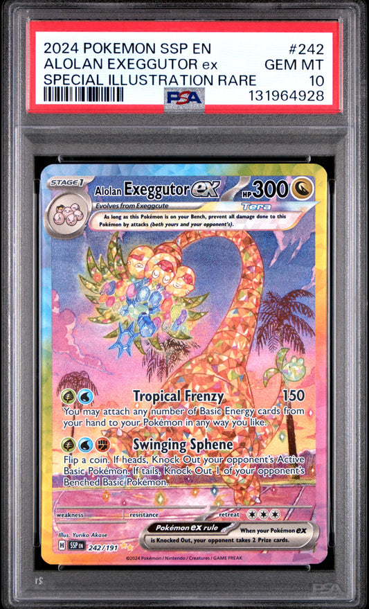 2024 Pokemon Ssp En-Surging Sparks #242 Alolan Exeggutor Ex Special Illustration Rare PSA 10
