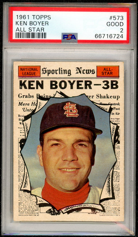1961 Topps #573 Ken Boyer PSA 2
