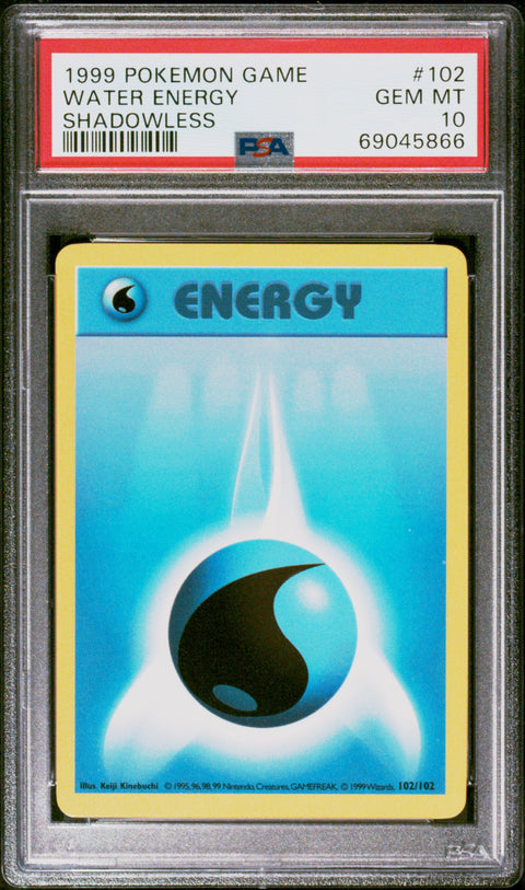 1999 Pokemon Game #102 Water Energy Shadowless PSA 10