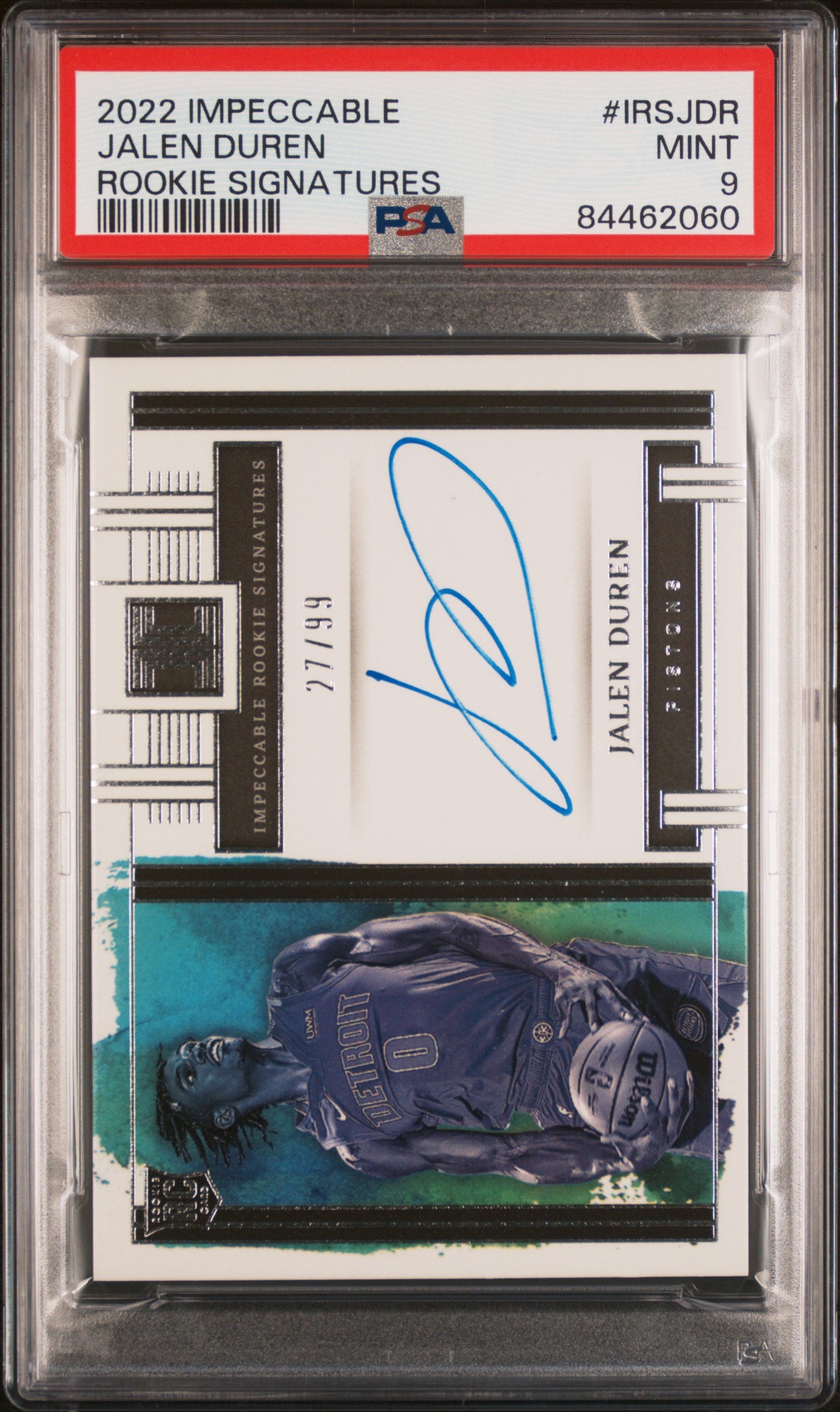 2022 Panini Impeccable #IRSJDR Jalen Duren Rookie Signatures PSA 9 84462060