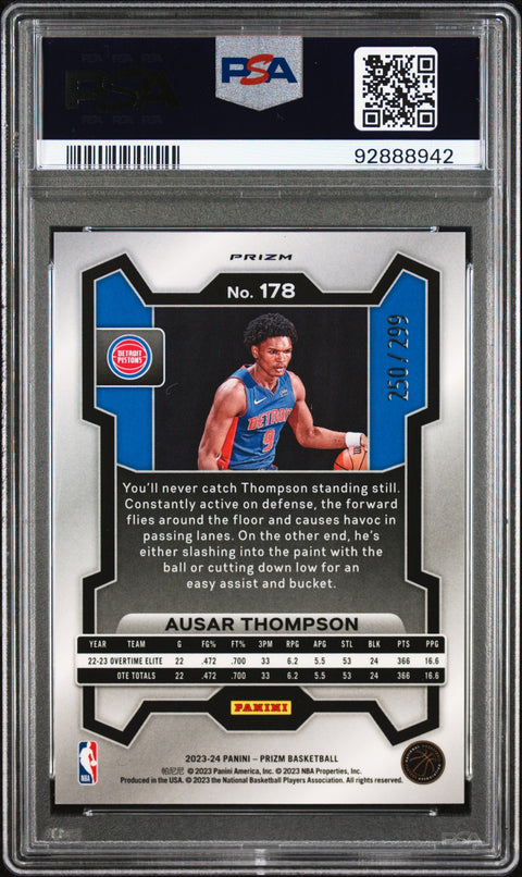 2023 Panini Prizm #178 Ausar Thompson Red Prizm PSA 9 92888942