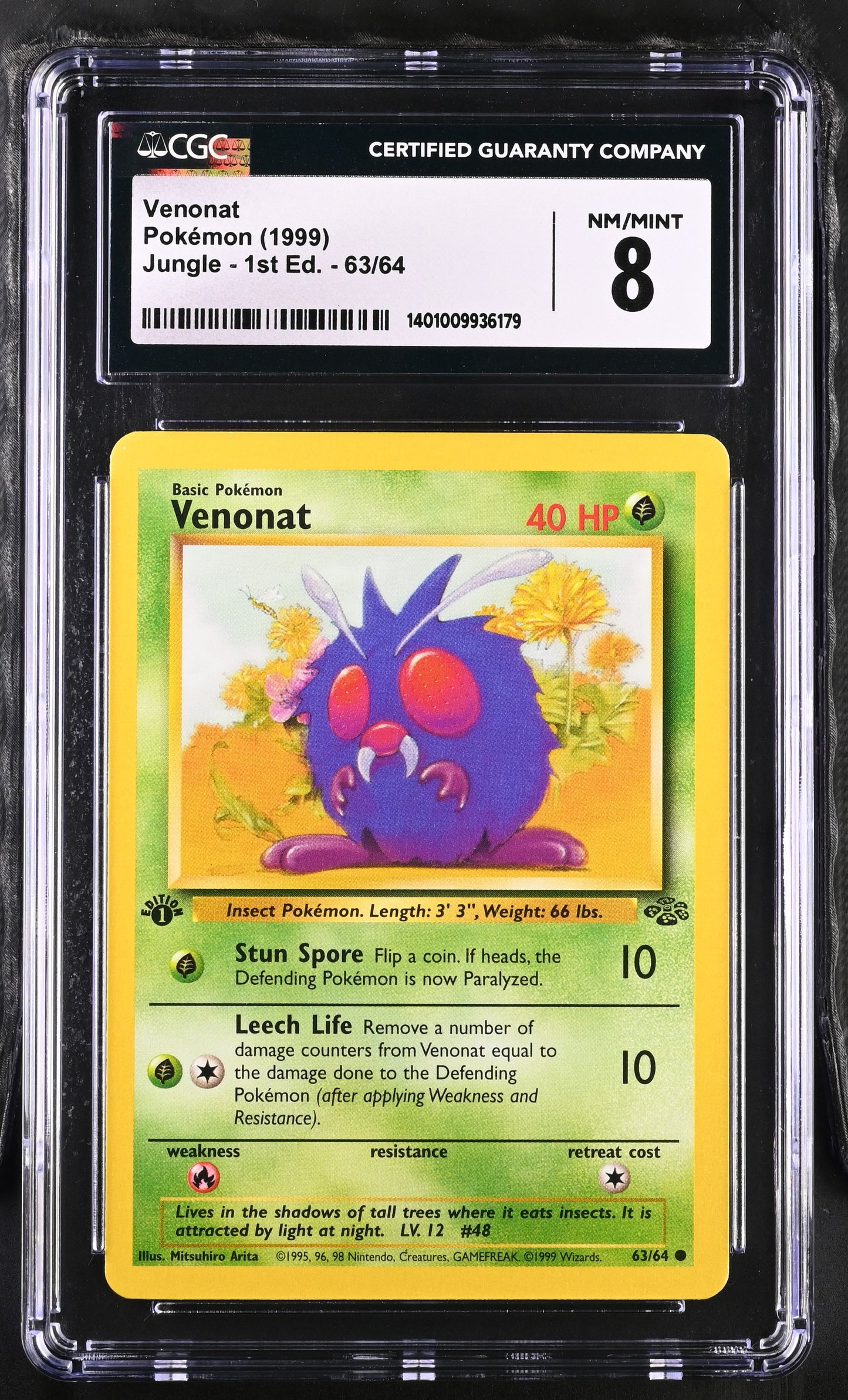 1999 Jungle - 1st Ed. #63/64 Venonat CGC 8