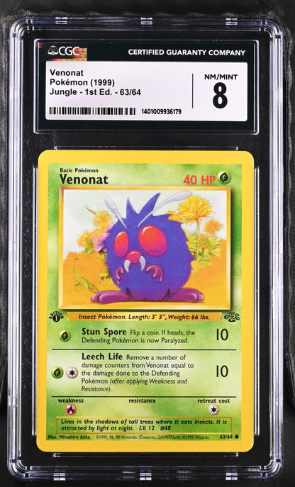 1999 Jungle - 1st Ed. #63/64 Venonat CGC 8