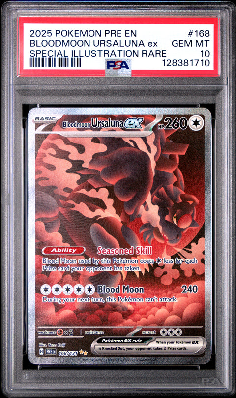 2025 Pokemon Pre En-Prismatic Evolutions #168 Bloodmoon Ursaluna Ex Special Illustration Rare PSA 10