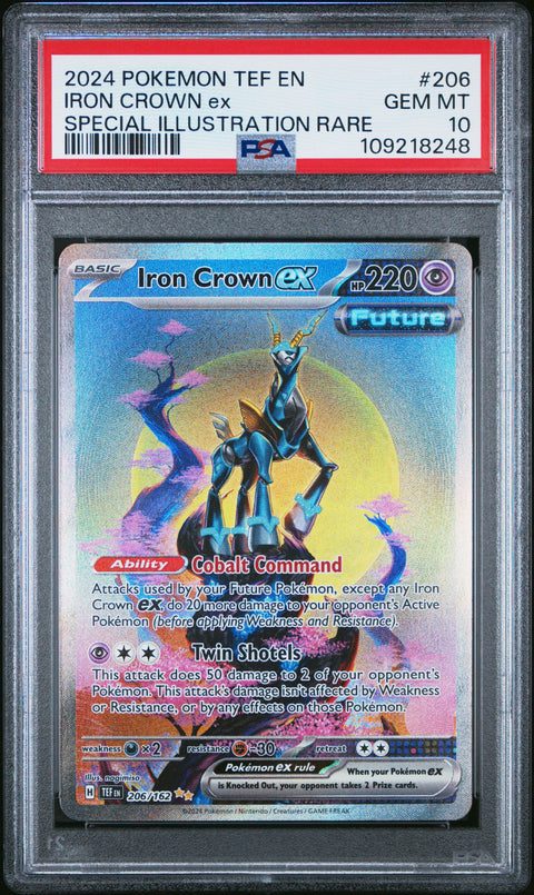 2024 Pokemon Tef En-Temporal Forces #206 Iron Crown Ex Special Illustration Rare PSA 10
