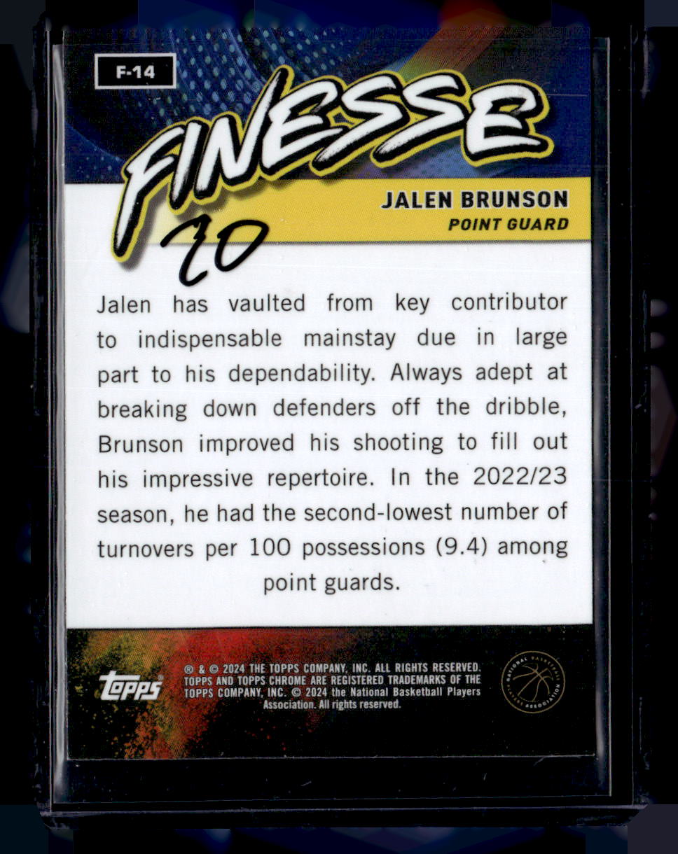 2023-24 Topps Chrome #F-14 Jalen Brunson Finesse Refractor Orange #/25