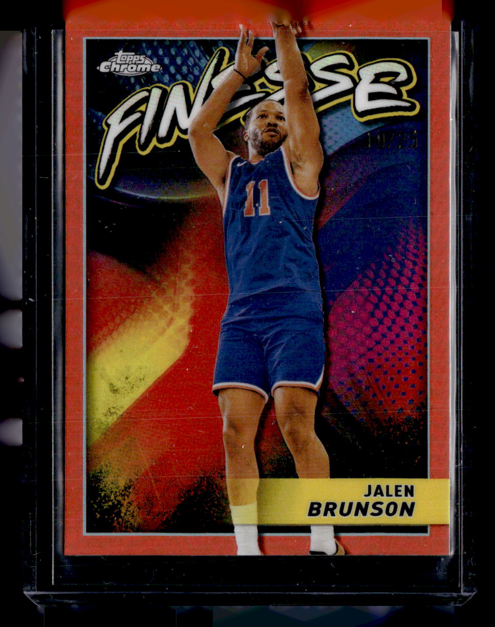 2023-24 Topps Chrome #F-14 Jalen Brunson Finesse Refractor Orange #/25
