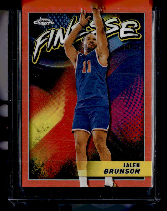 2023-24 Topps Chrome #F-14 Jalen Brunson Finesse Refractor Orange #/25